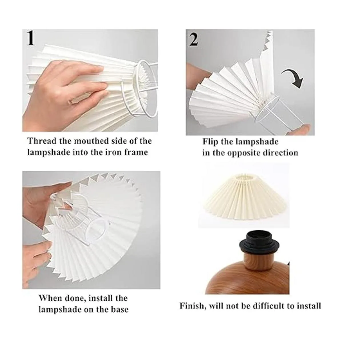 Lámpara de mesa plisada pequeña lámpara moderna de mesita_5