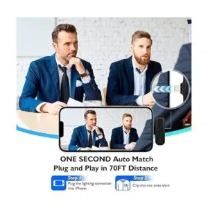 Paquete de 2 micrófonos Lavalier inalámbricos para iPhone_3