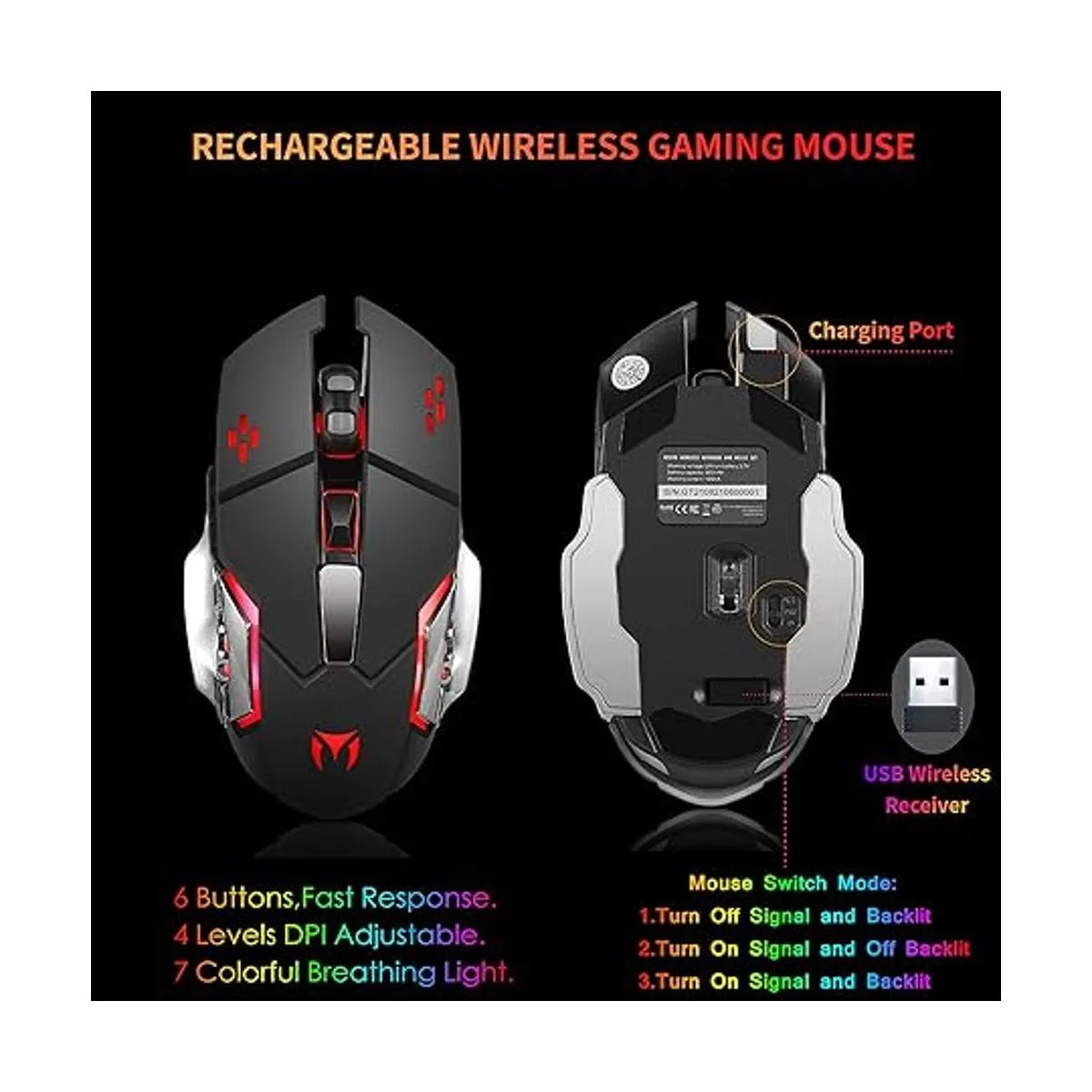 Wireless RGB Gaming Keyboard and Mouse Rechargeable RGB_6