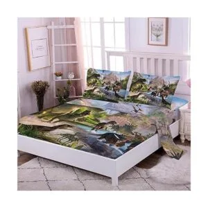 NiuOne Juego de sábanas de dinosaurios de 4 piezas tamaño_5