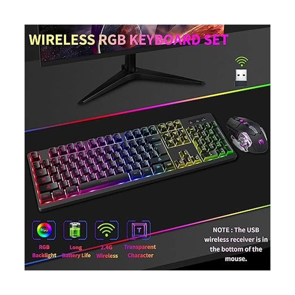 Wireless RGB Gaming Keyboard and Mouse Rechargeable RGB_2
