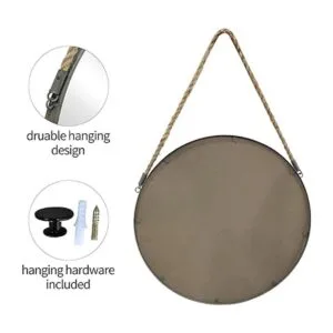 POZINO Espejo redondo de pared de 15 pulgadas con acabado_6