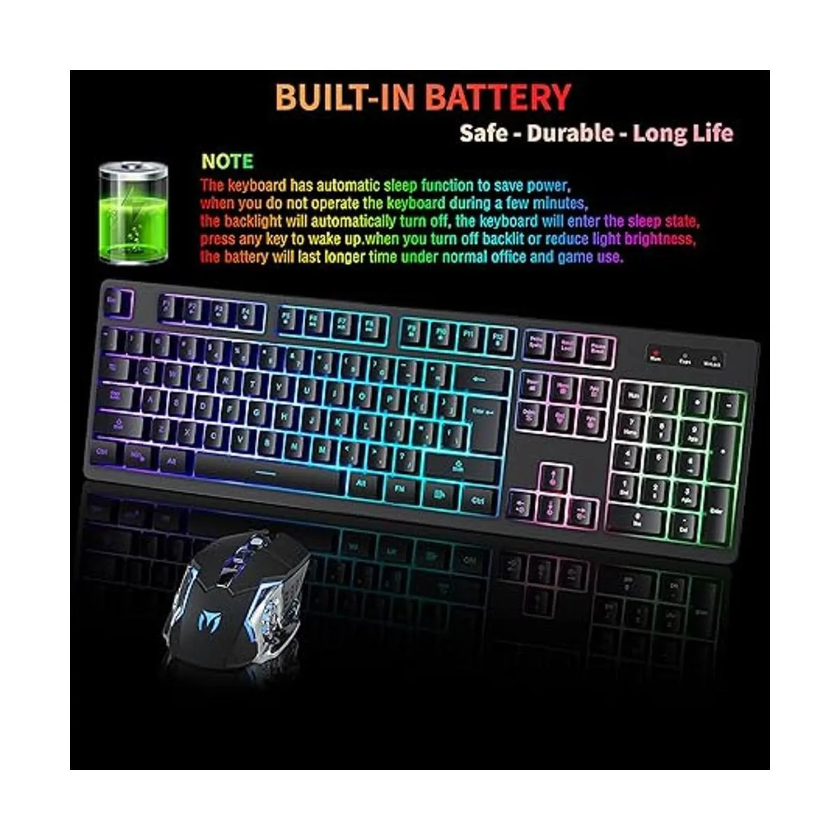 Wireless RGB Gaming Keyboard and Mouse Rechargeable RGB_5