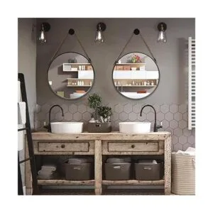 POZINO Espejo redondo de pared de 15 pulgadas con acabado_2