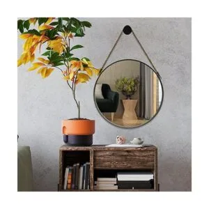 POZINO Espejo redondo de pared de 15 pulgadas con acabado_4