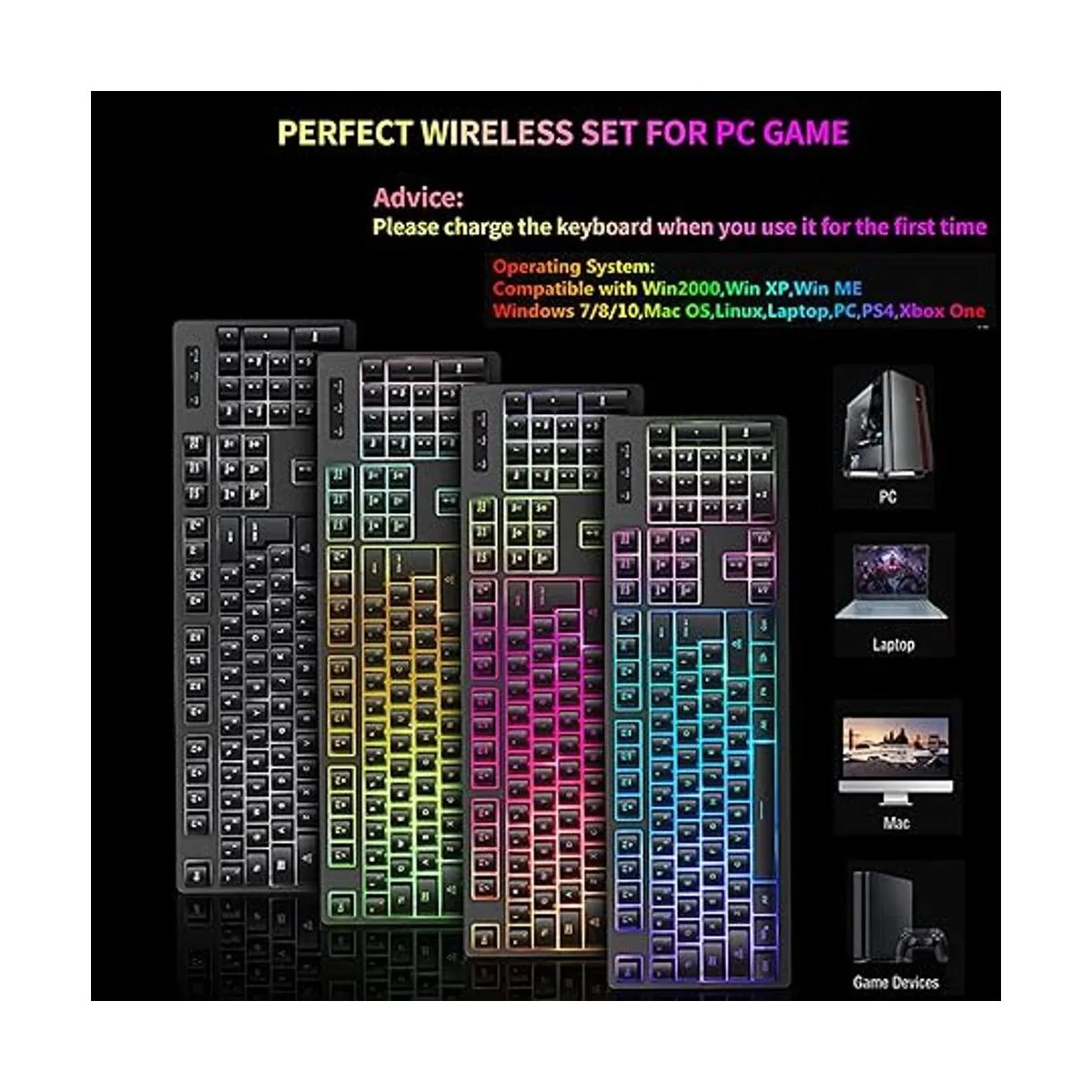 Wireless RGB Gaming Keyboard and Mouse Rechargeable RGB_4