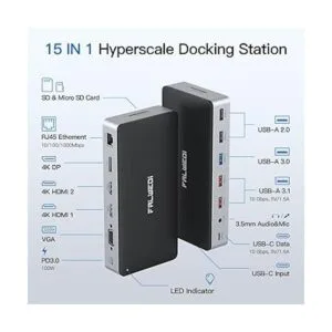 USB C Laptop Docking Station 15 in 1 Dock with 4K Triple_2