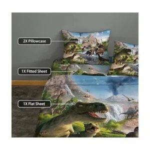 NiuOne Juego de sábanas de dinosaurios de 4 piezas tamaño_2