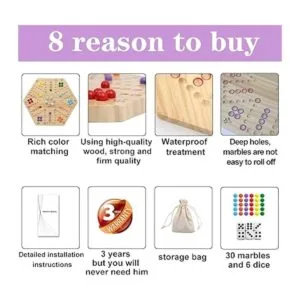 HOROW Juego de mesa Wahoo de mármol original juego de_4