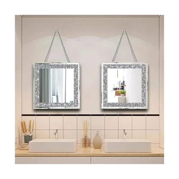 XIHACTY Espejos de pared de 2 piezas espejos de diamante_3