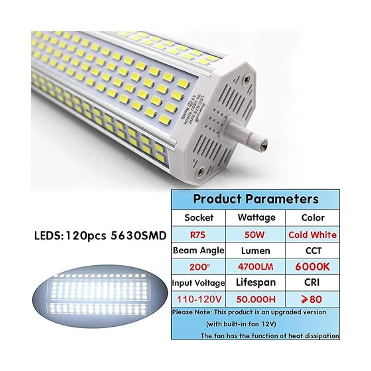 Nuolun J189 R7S LED 50W Luz de día Blanco Doble Extremo_3
