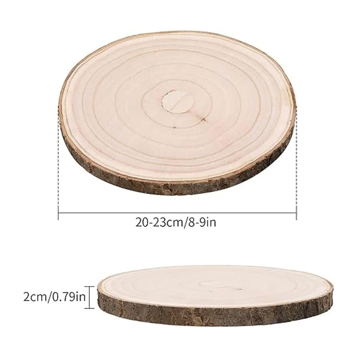 Juego de 6 rebanadas de madera redonda natural de 8 a 9_3