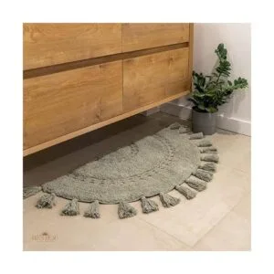 Half Circle Alfombra de baño bohemia con borlas e inserto_5