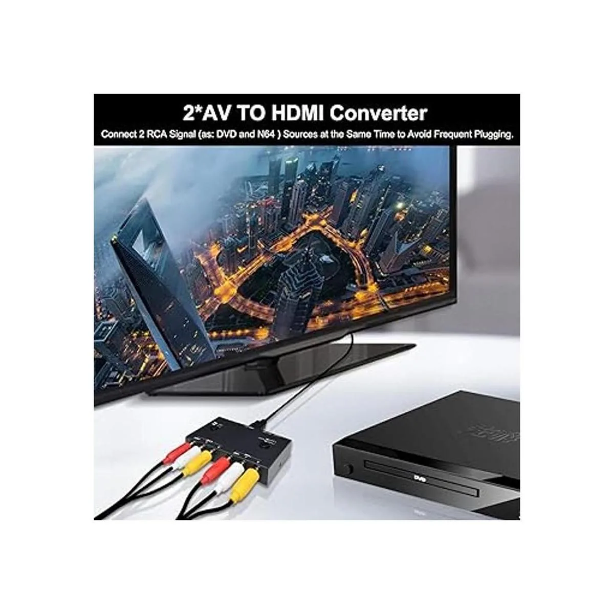 2 AV a HDMI 1080P720P 2 vías RCA compuesto CVBS AV_5