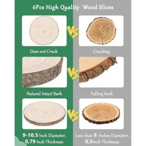 Paquete de 6 rebanadas de madera de 9 a 10.5 pulgadas_2