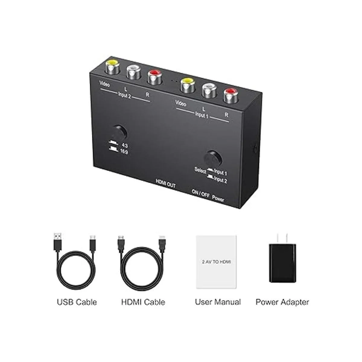 2 AV a HDMI 1080P720P 2 vías RCA compuesto CVBS AV_6