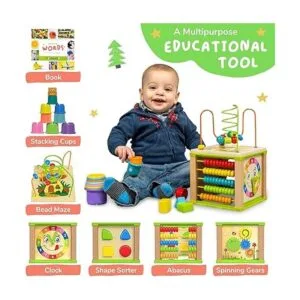 TOYVENTIVE Cubo de actividades para bebés de madera para_3