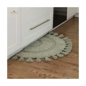 Half Circle Alfombra de baño bohemia con borlas e inserto_4