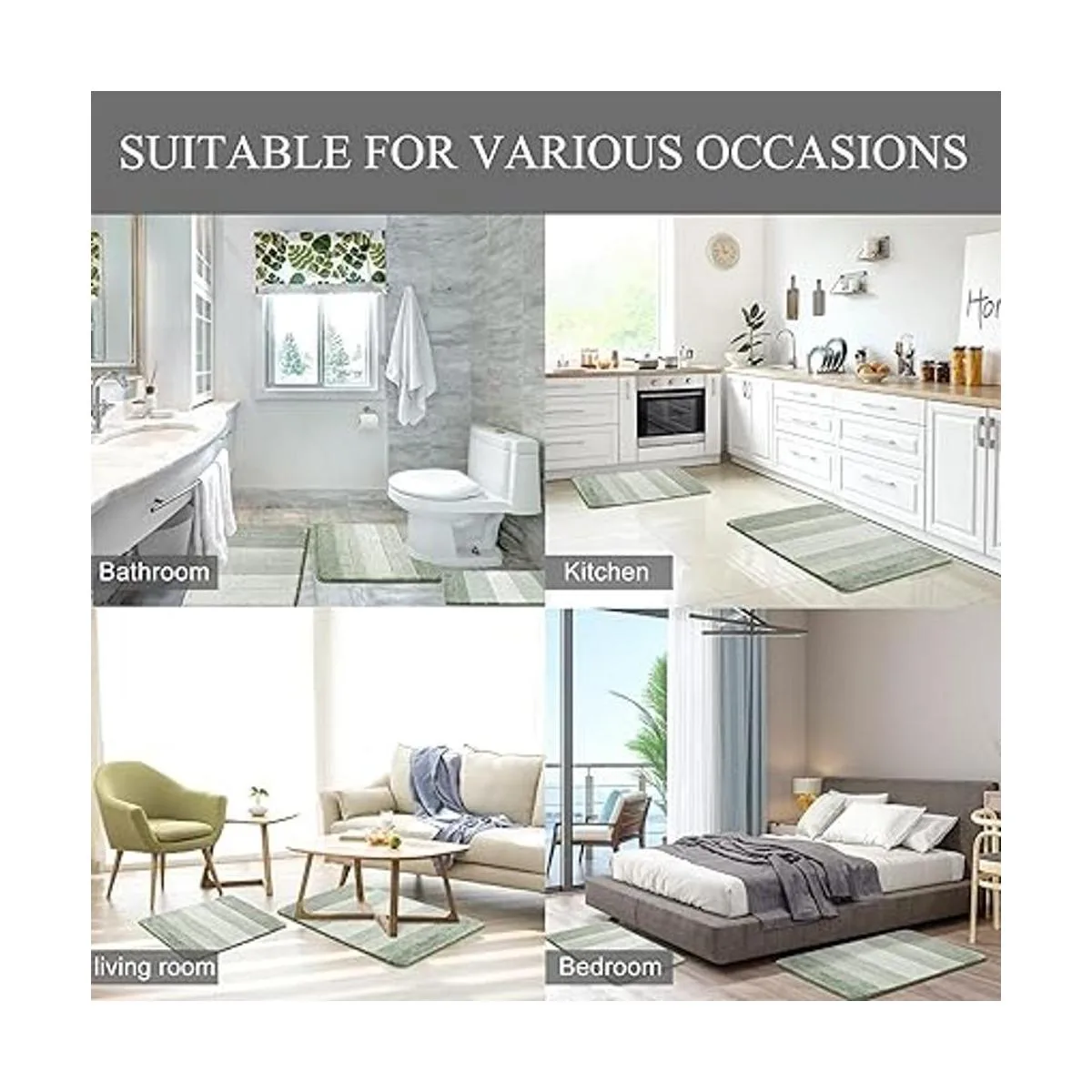 KMSON Juego de 3 alfombras de baño degradadas con tapete_6