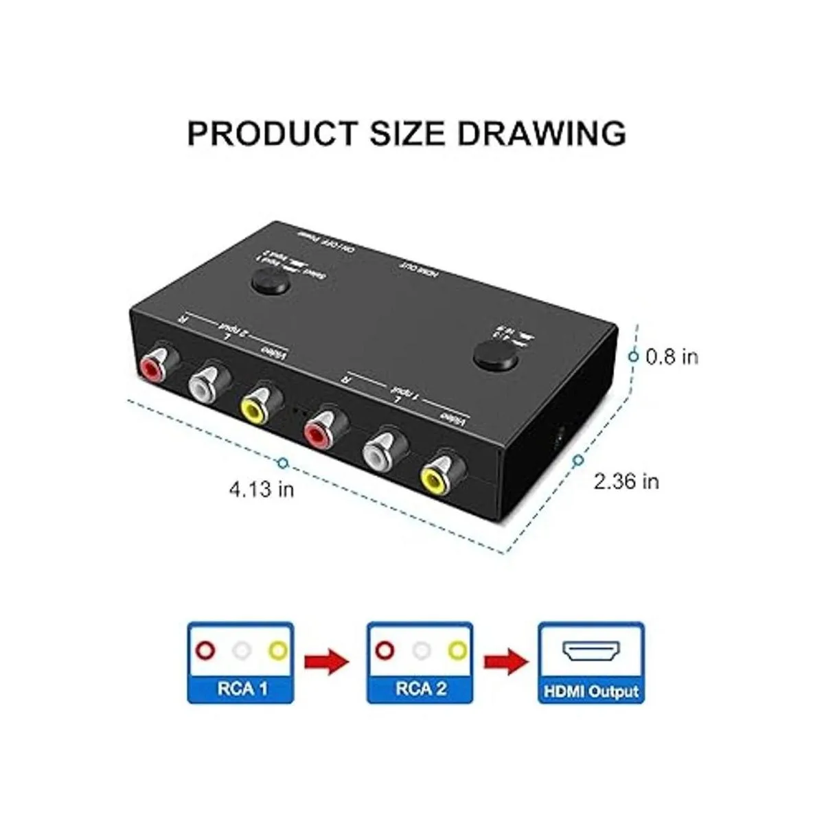 2 AV a HDMI 1080P720P 2 vías RCA compuesto CVBS AV_3