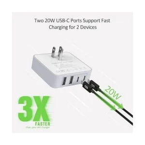 Nekmit Cargador USB C 52 W y 4 puertos de pared rápida y_3