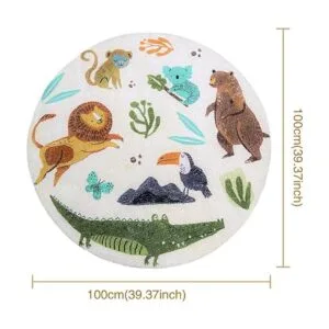 Alfombra redonda de 3.3 pies diseño de animales lindos_2