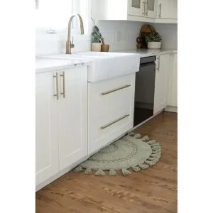 Half Circle Alfombra de baño bohemia con borlas e inserto_3