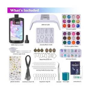 LETS RESIN Kit de resina UV con luz 153 piezas de resina_2
