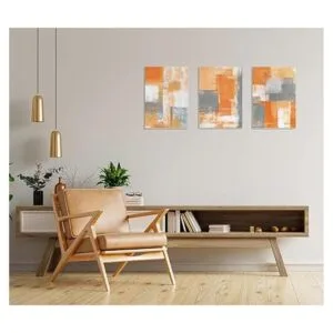Lienzo abstracto moderno de grafiti naranja marrón gris y_3