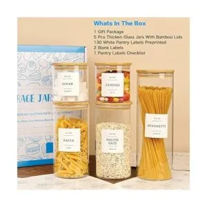 5 recipientes de almacenamiento de alimentos de vidrio con_2