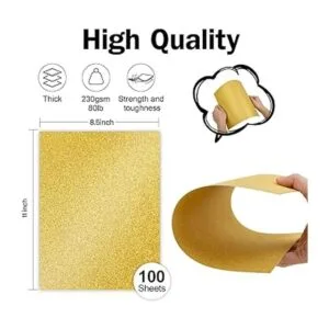 100 hojas de cartulina dorada con purpurina de 8.5 x 11_2