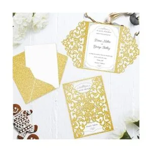 100 hojas de cartulina dorada con purpurina de 8.5 x 11_5