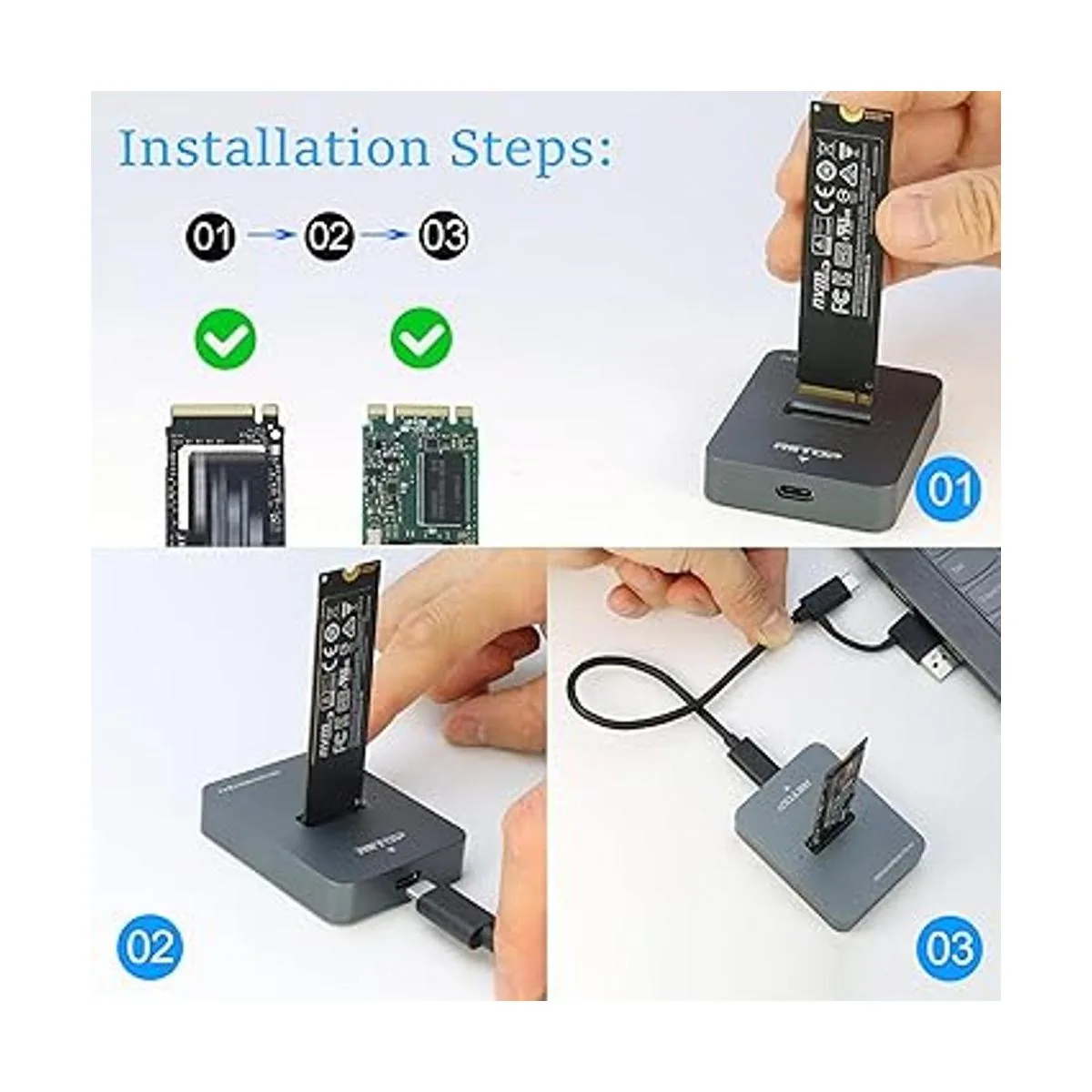 Estación de acoplamiento M.2 a USB adaptador RIITOP M.2_4