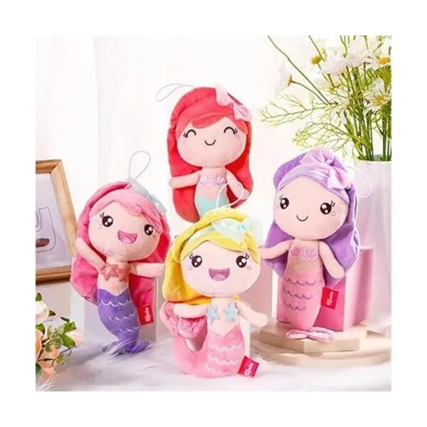 4 piezas de muñeca de sirena de felpa con diseño de sirena_5