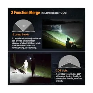 Linterna frontal recargable 500 lúmenes con sensor de_5