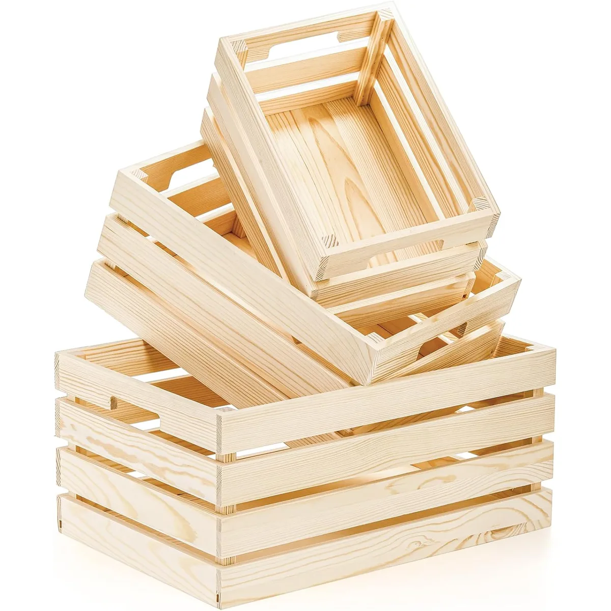 YOUEON Juego de 3 jaulas de madera rústica con asas cajas_1