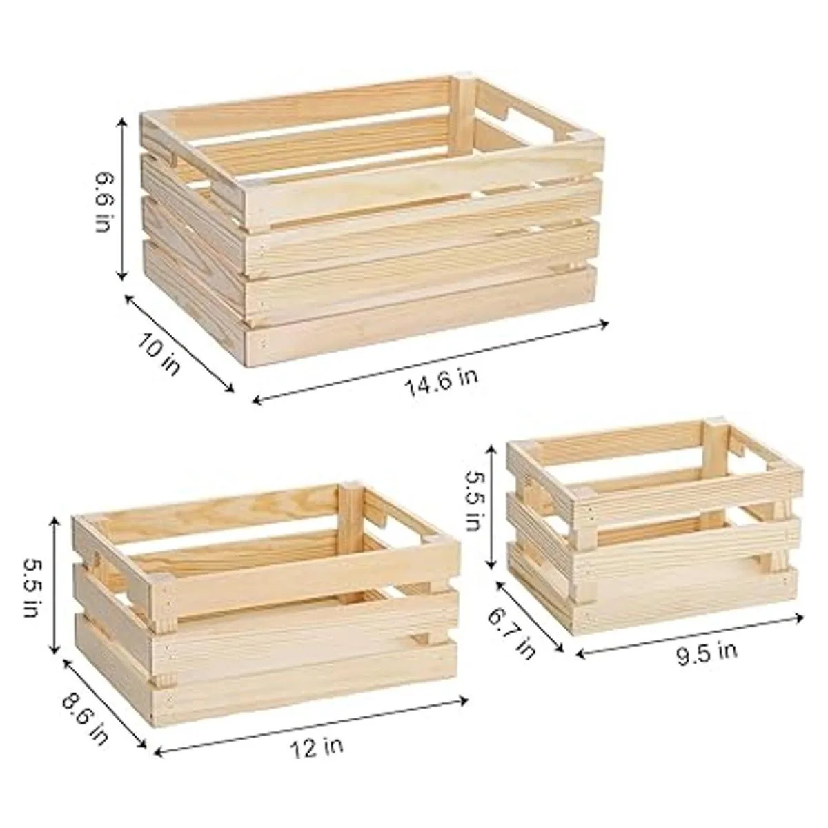 YOUEON Juego de 3 jaulas de madera rústica con asas cajas_2