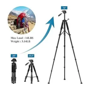 VICTIV Trípode de cámara de 74 pulgadas para Canon Nikon_3
