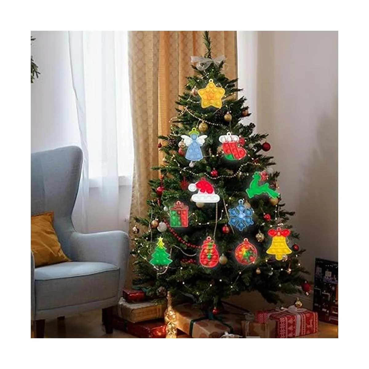 Christmas Mini Push Pop Bubble Fidget Toy Keychain Bubble_4