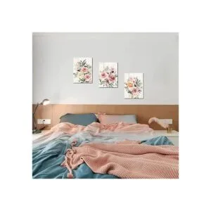 Arte de pared con diseño de flores rosas para decoración_3