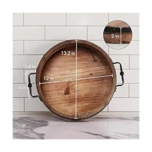 Bandeja redonda para mesa auxiliar bandeja de madera de_6