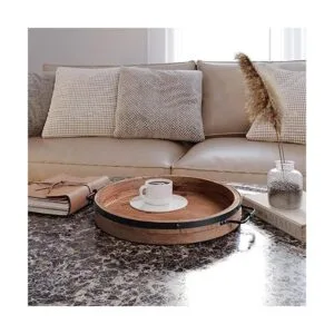 Bandeja redonda para mesa auxiliar bandeja de madera de_3