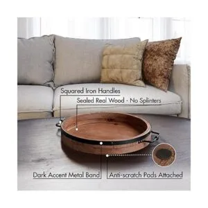 Bandeja redonda para mesa auxiliar bandeja de madera de_2