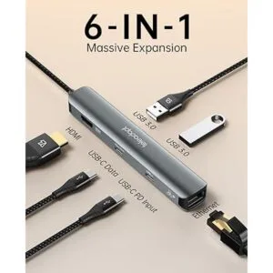Teleadapt Hub USB tipo C 6 en 1. HDMI 4K Ethernet de 1_6