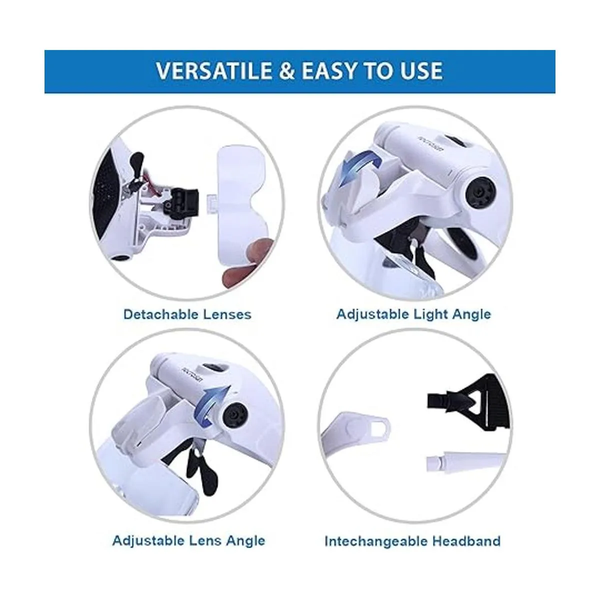 YOCTOSUN Lupa con luz lupa de montaje en la cabeza con 5_5