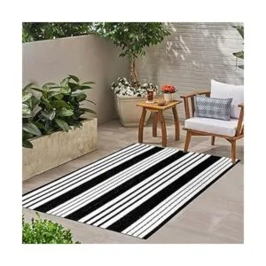 Alfombra para exteriores en blanco y negro de 3 x 5 pies_5
