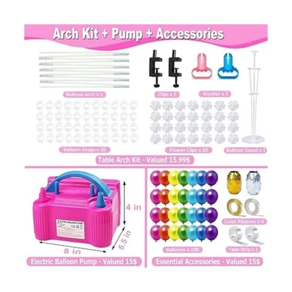 Kit de arco de globos con bomba de globos 170 piezas de_2