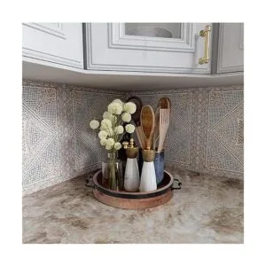 Bandeja redonda para mesa auxiliar bandeja de madera de_5