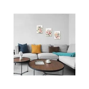 Arte de pared con diseño de flores rosas para decoración_7