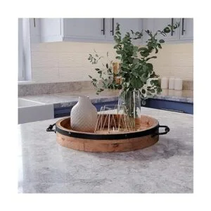 Bandeja redonda para mesa auxiliar bandeja de madera de_4